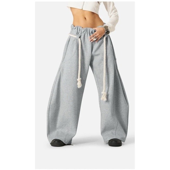 Aelfric Eden Super Baggy Barrel Sweatpants Wide Leg Gray Pants Women's L Hiphop - Picture 2 of 13